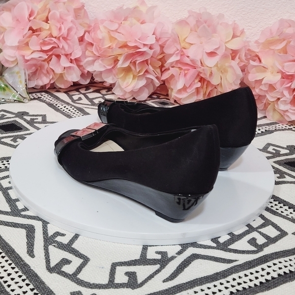 Alfani Step Flex Black Peep Toe Wedges 5.5M - Picture 4 of 12